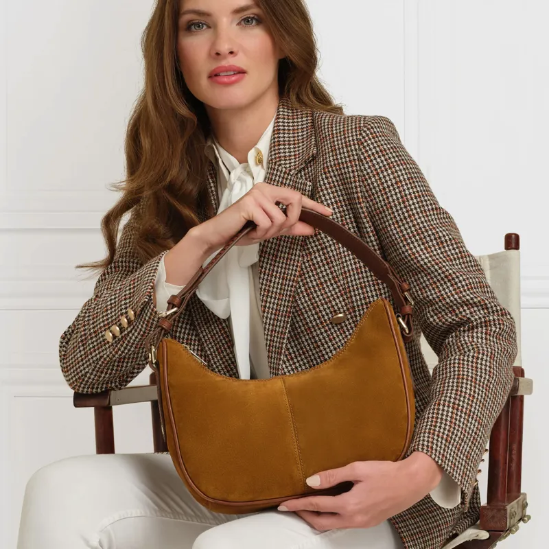 Fairfax and Favor Tetbury Crescent Handbag - Tan Suede-5