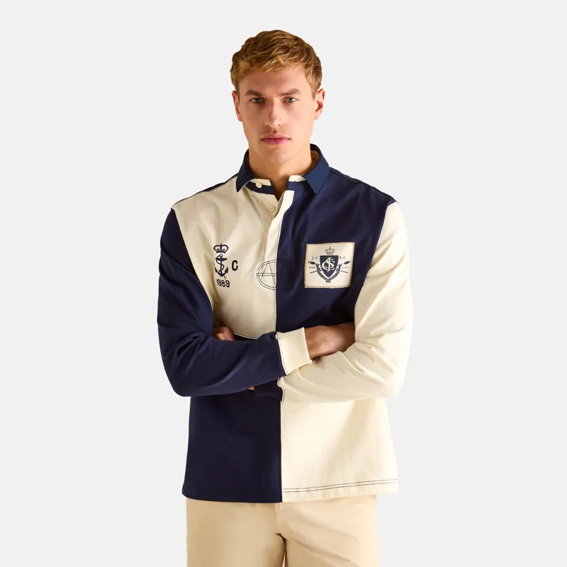 Joules Mens Embellished Rugby Club Shirt - Navy/Harlequin Cream