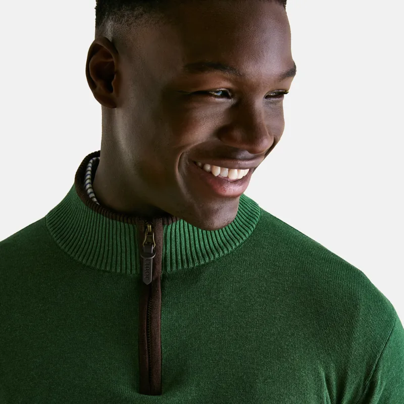 Joules Mens Hillside Quarter Zip Knitted Jumper - Green-3