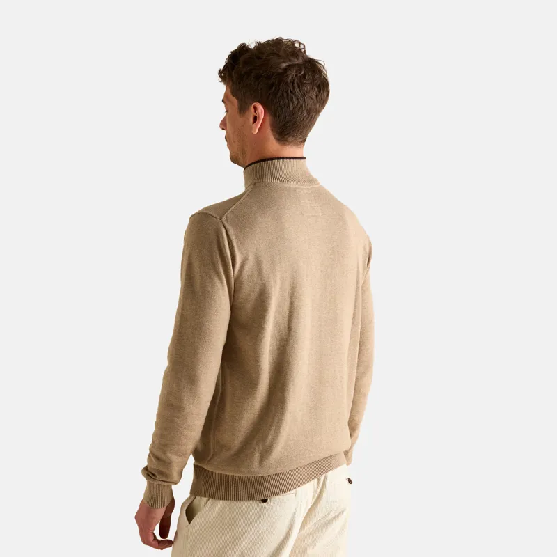 Joules Mens Hillside Quarter Zip Knitted Jumper - Oatmeal-2