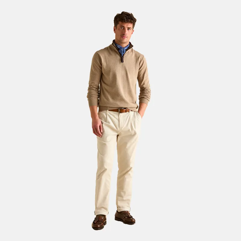 Joules Mens Hillside Quarter Zip Knitted Jumper - Oatmeal-3
