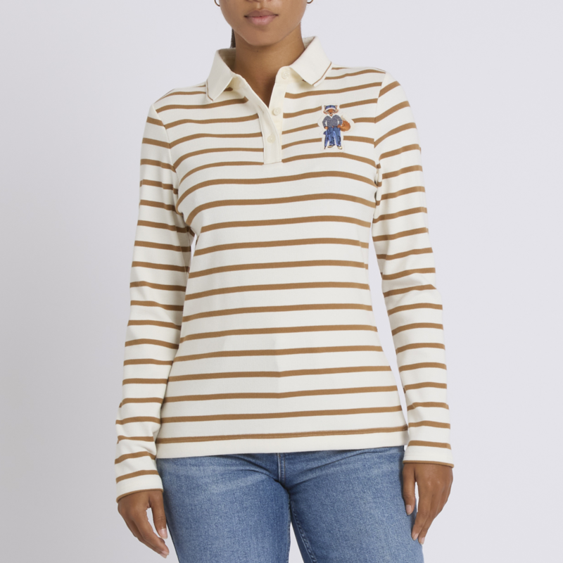 Joules Ladies Fairfield Jonty Tee - Tan Stripe-1
