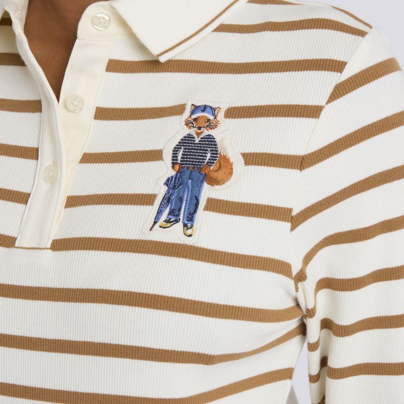 Joules Ladies Fairfield Jonty Tee - Tan Stripe-3