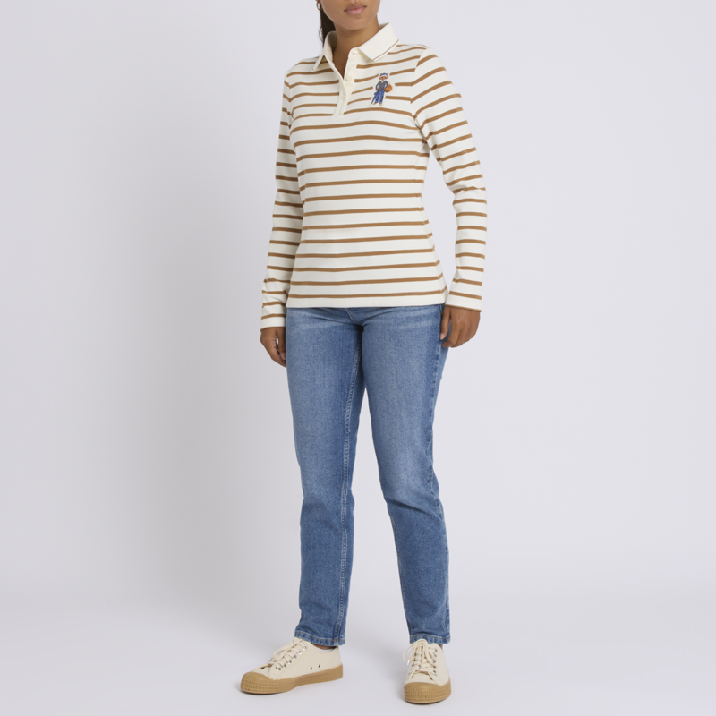 Joules Ladies Fairfield Jonty Tee - Tan Stripe-5