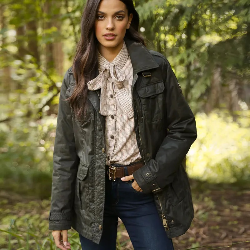 Holland Cooper Wax Artillery Jacket - Dark Olive-3