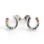 Hiho Silver Sterling Silver and Cubic Zirconia Horseshoe Stud Earrings - Rainbow