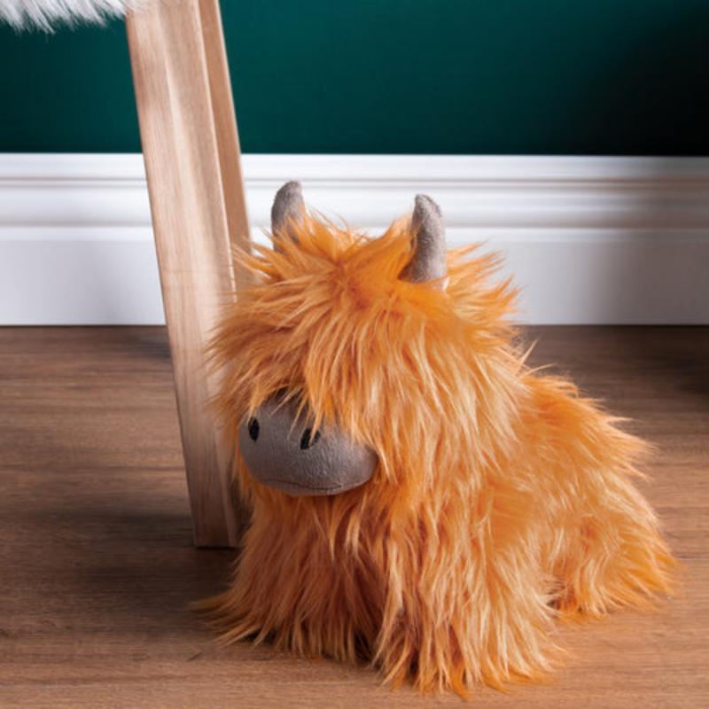 Paoletti Highland Cow Shaggy Door Stop - Orange-2