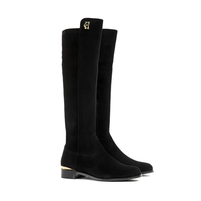Holland Cooper Albany Knee Boot - Black Suede-1