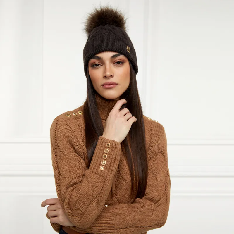 Holland Cooper Cortina Bobble Hat - Chocolate Mink-2