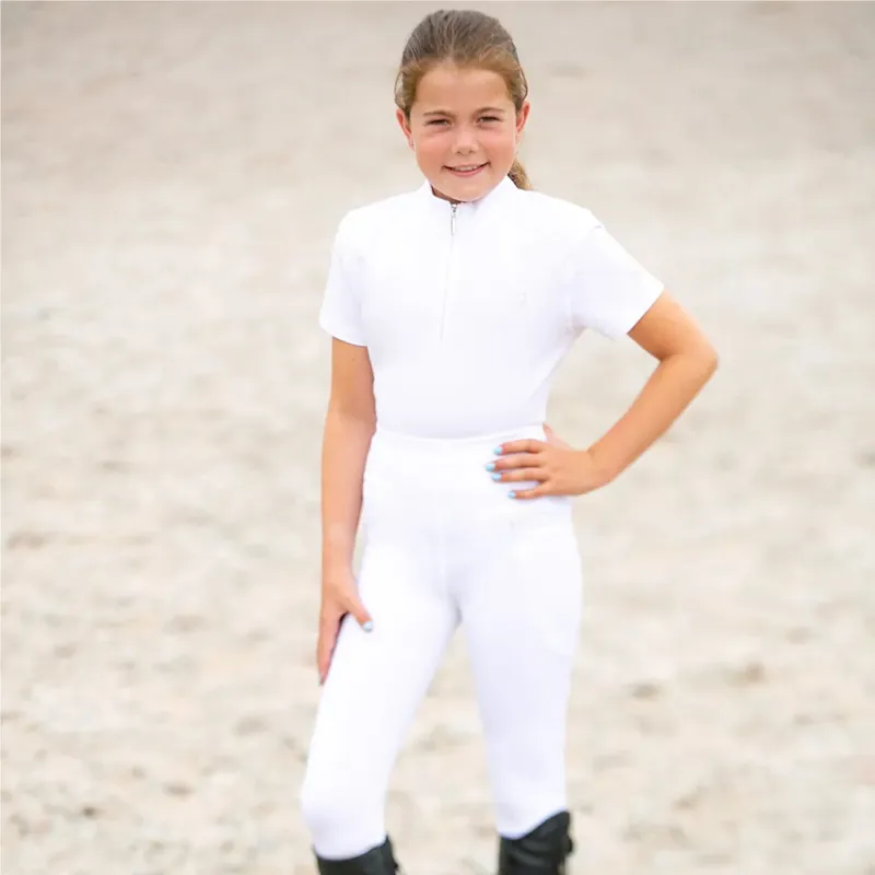 Hy Equestrian Children's Selah Competition Riding Tights - White-3