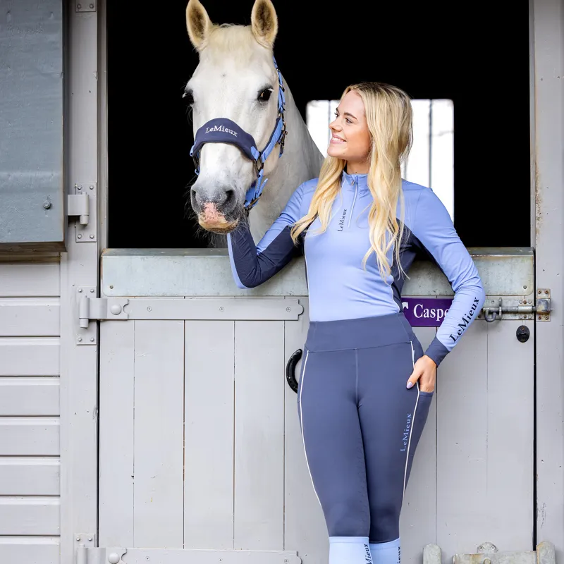 LeMieux Esme Young Rider Mesh Pull On Leggings - Dusk Blue-2