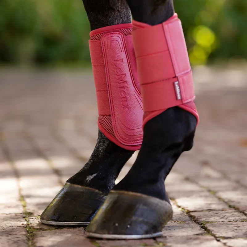 LeMieux Arika Mesh Brushing Boots - Cranberry-2