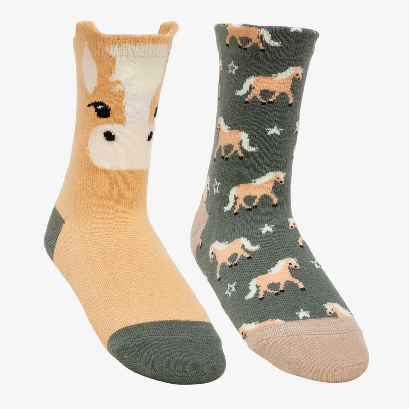 LeMieux Mini Cotton Character Socks Haflinger 2 Pack - Rosemary