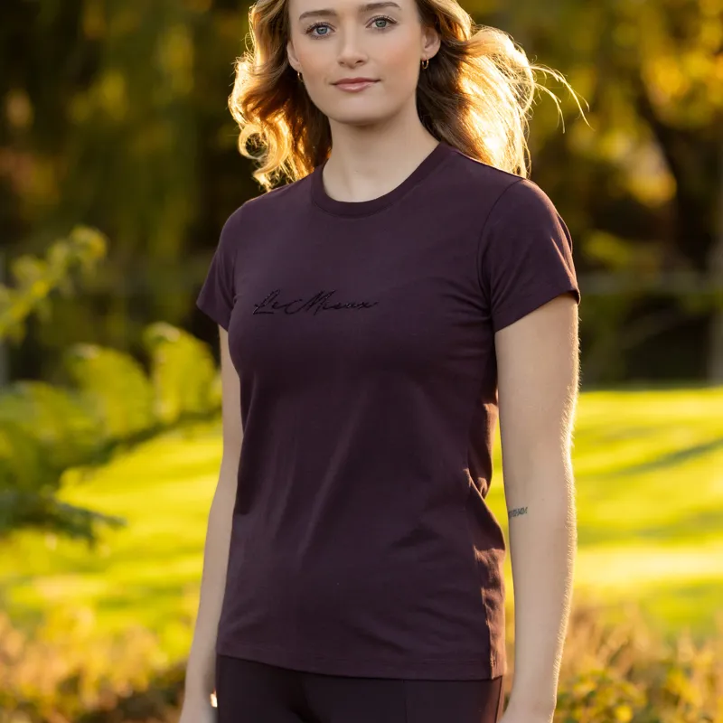 LeMieux Ladies Classique Sparkle T-shirt - Damson-4