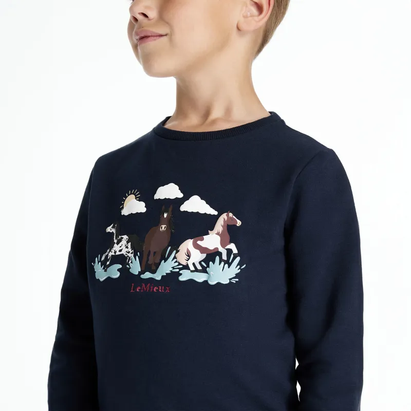 LeMieux Mini Poppy Long Sleeve Top - Navy-1