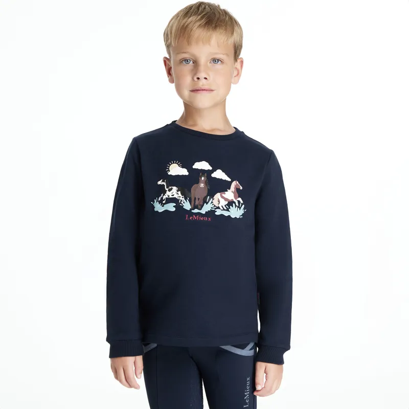 LeMieux Mini Poppy Long Sleeve Top - Navy-3
