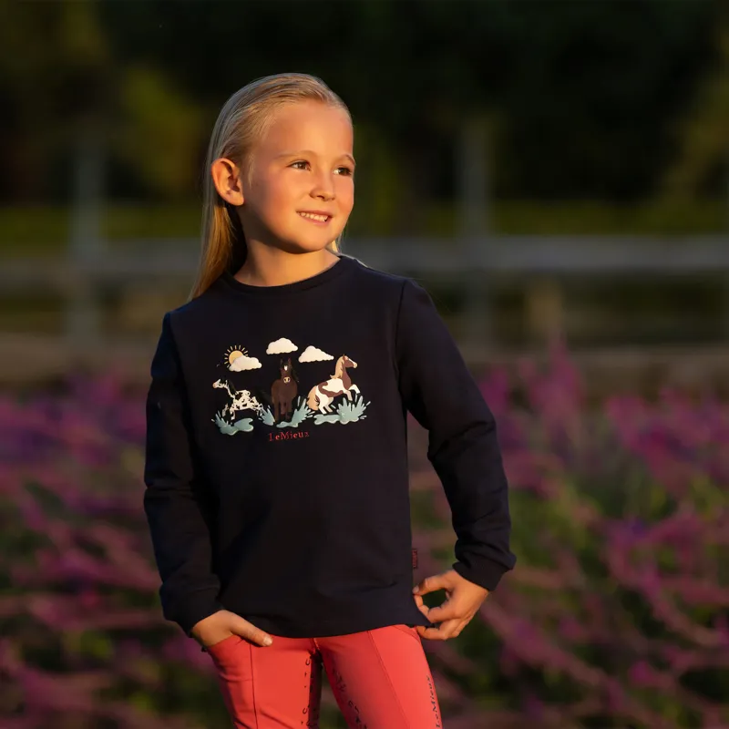 LeMieux Mini Poppy Long Sleeve Top - Navy-2