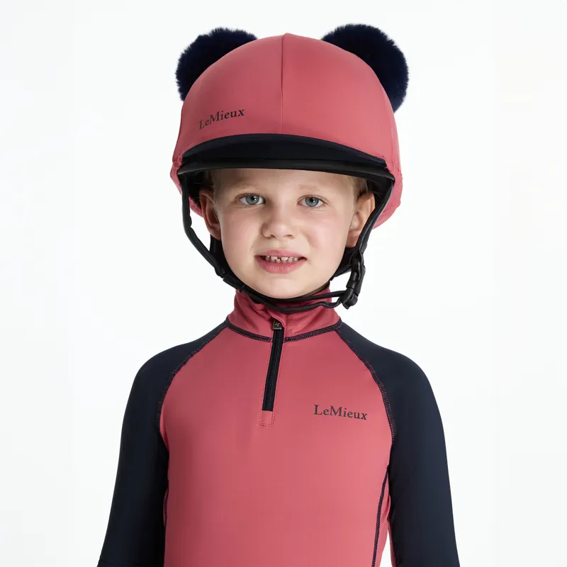 LeMieux Mini Double Pom Hat Silk - Cranberry-1