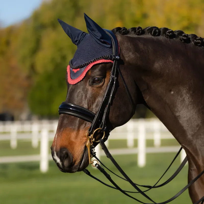 LeMieux Loire Fly Hood - Navy/Cranberry-1