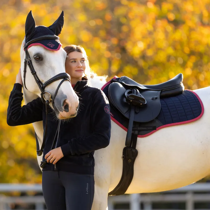 LeMieux Suede Close Contact Square - Navy/Cranberry-2