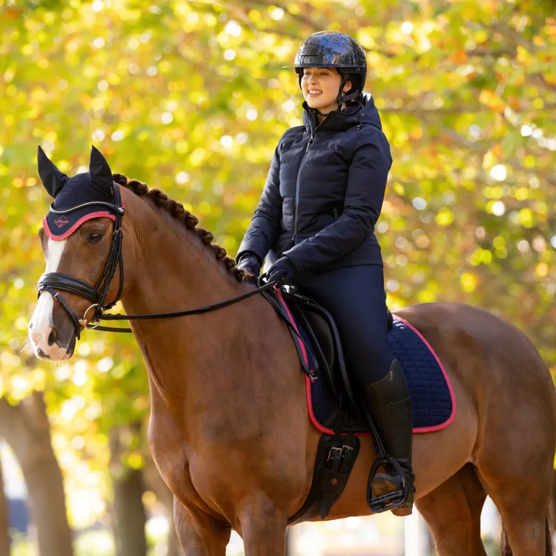 LeMieux Suede Dressage Square - Navy/Cranberry-3