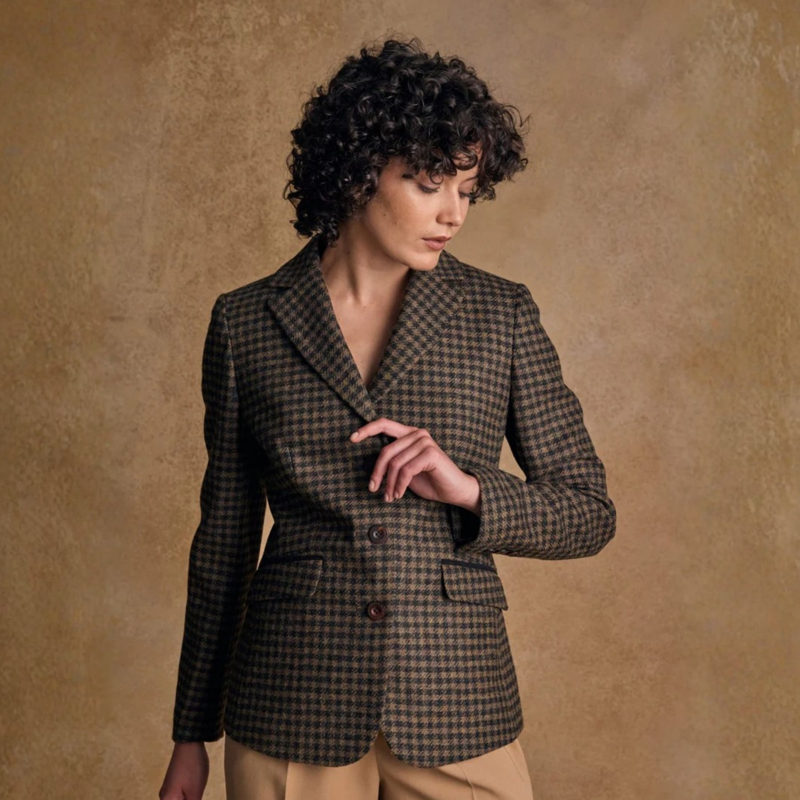 Jack Murphy Ladies Tara Tweed Hacking Jacket - Earth Check-3