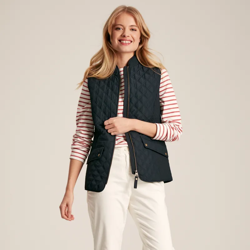 Joules Ladies Minx Showerproof Quilted Gilet - Navy-1