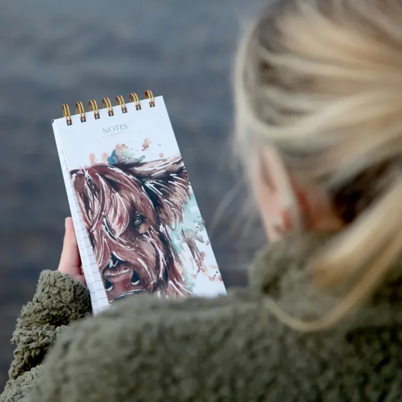 Meg Hawkins 'The Hebrides' Highland Cow Watercolour Design Notepad-1