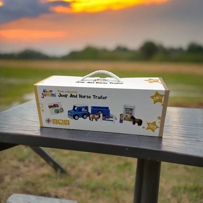 Inside Out Toys Jeep and Horse Trailer With Horses and Jump-1