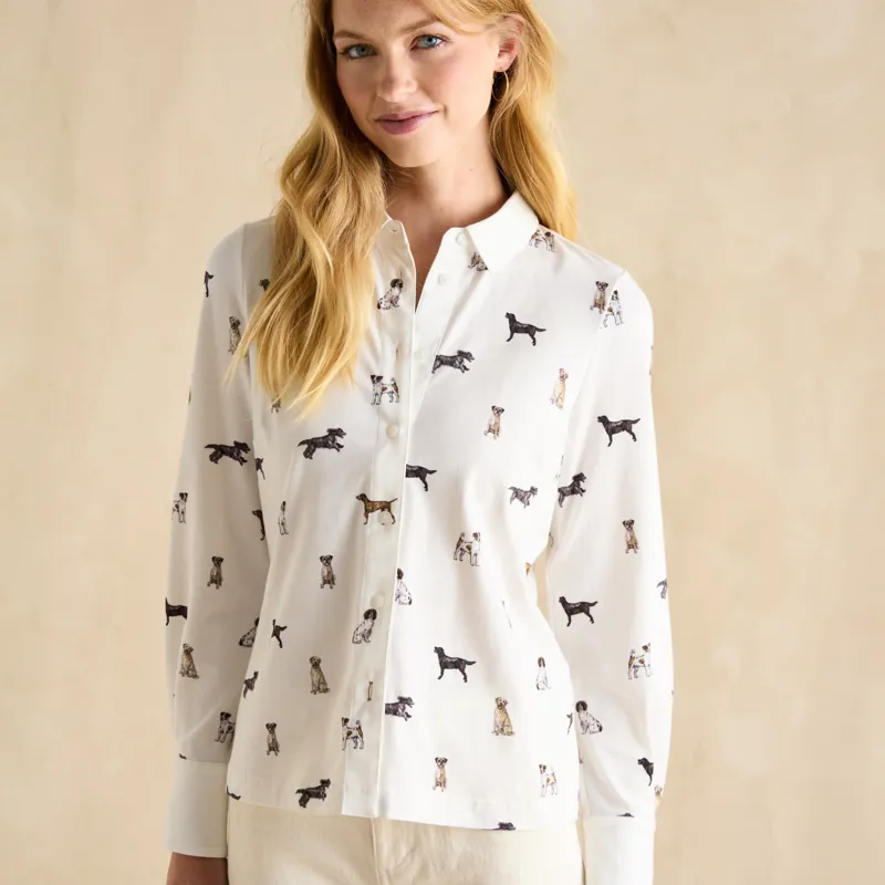 Joules Ladies Burlington Shirt - Dogs Print-1