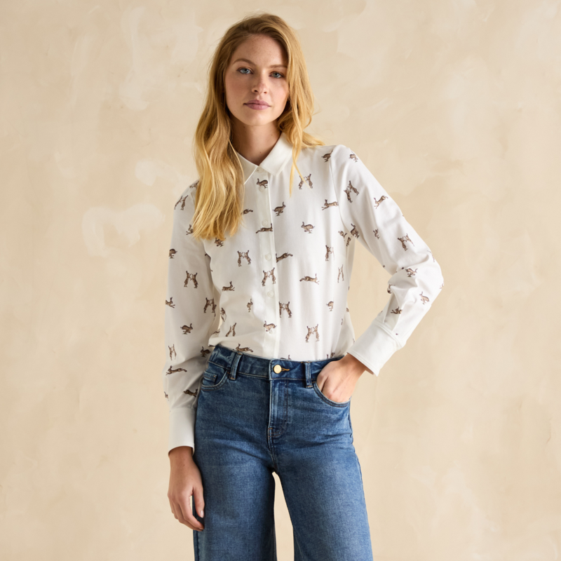 Joules Ladies Burlington Shirt - Hare Print-1