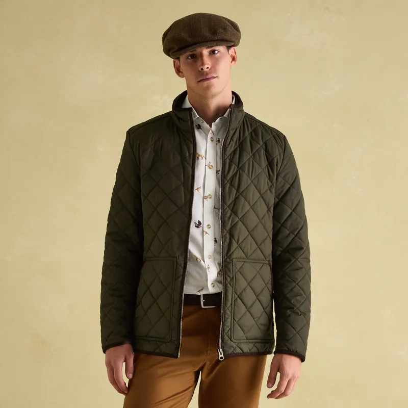 Joules Mens Maynard Diamond Quilted Jacket - Green-1