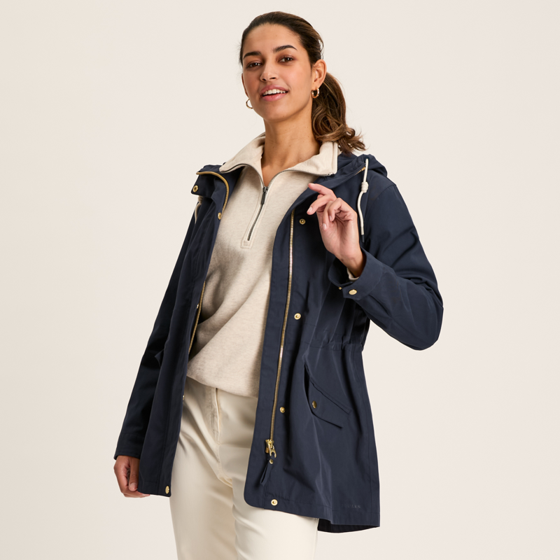 Joules Ladies Portwell Waterproof Raincoat - Navy-1