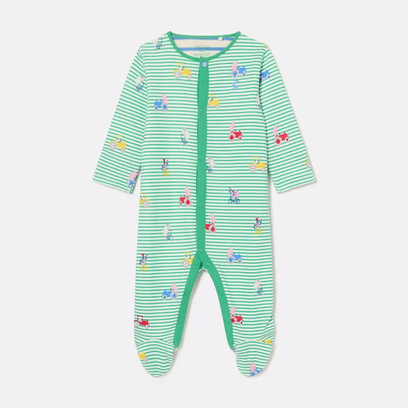 Joules Kids Razamataz Cotton Babygrow - Green Farm Print