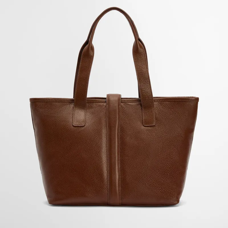 Barbour Ladies Alder Leather Tote Bag - Brown-2