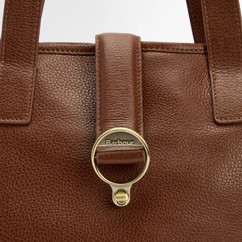 Barbour Ladies Alder Leather Tote Bag - Brown-3