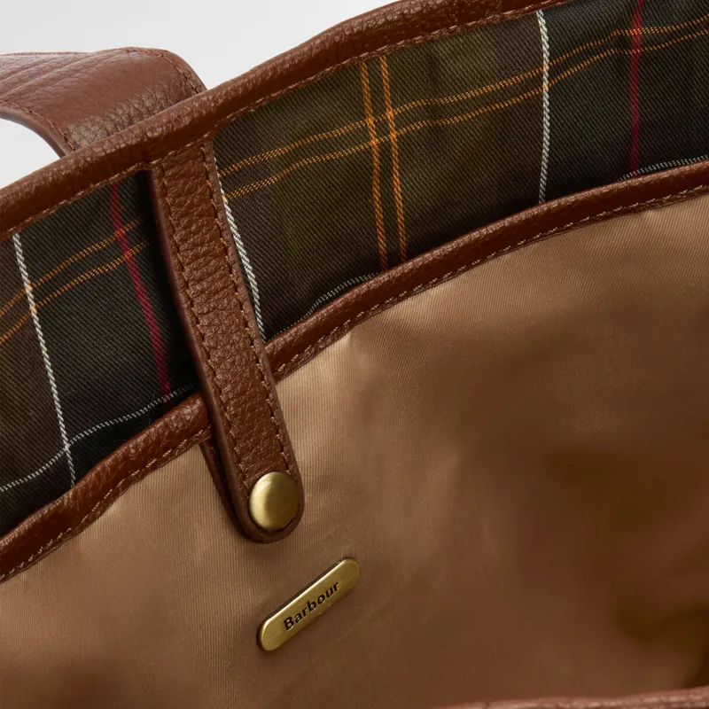 Barbour Ladies Alder Leather Tote Bag - Brown-4
