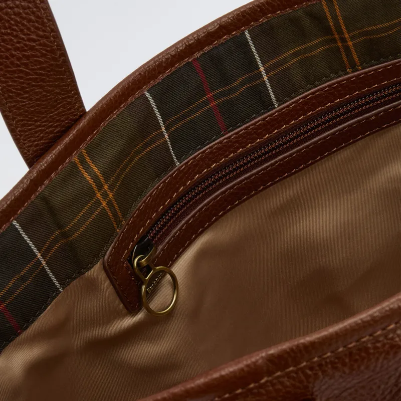 Barbour Ladies Alder Leather Tote Bag - Brown-5