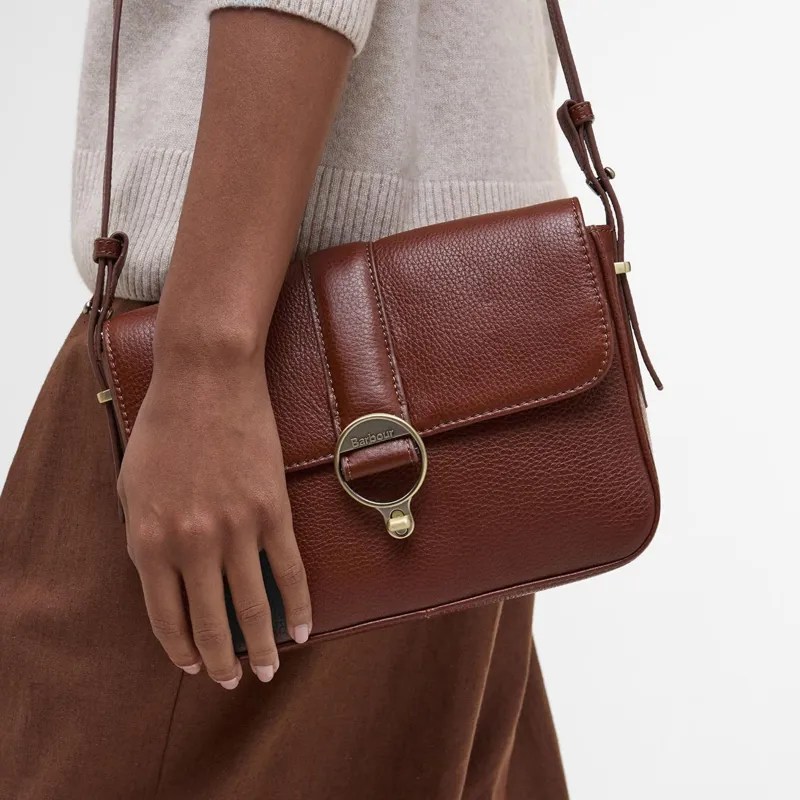 Barbour Ladies Rosa Leather Crossbody Bag - Brown-4