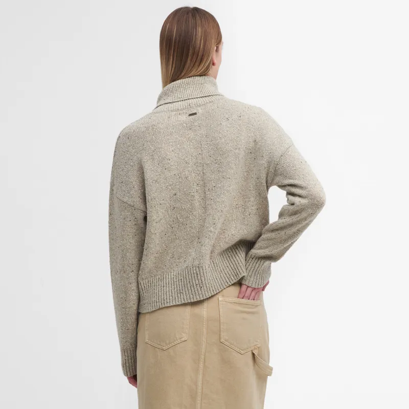 Barbour Ladies Lavensdale Half Zip Knitted Jumper - Oatmeal-2