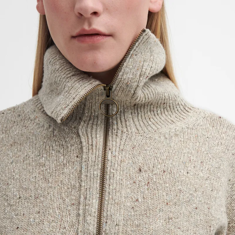 Barbour Ladies Lavensdale Half Zip Knitted Jumper - Oatmeal-3