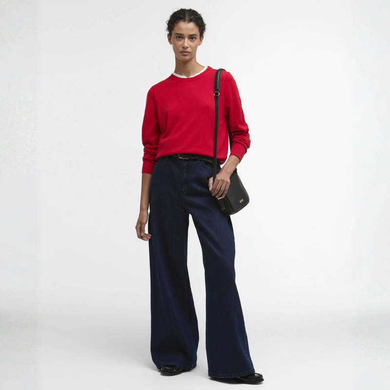 Barbour Ladies Oakley Knitted Crew Neck Jumper - Poppy Red-4