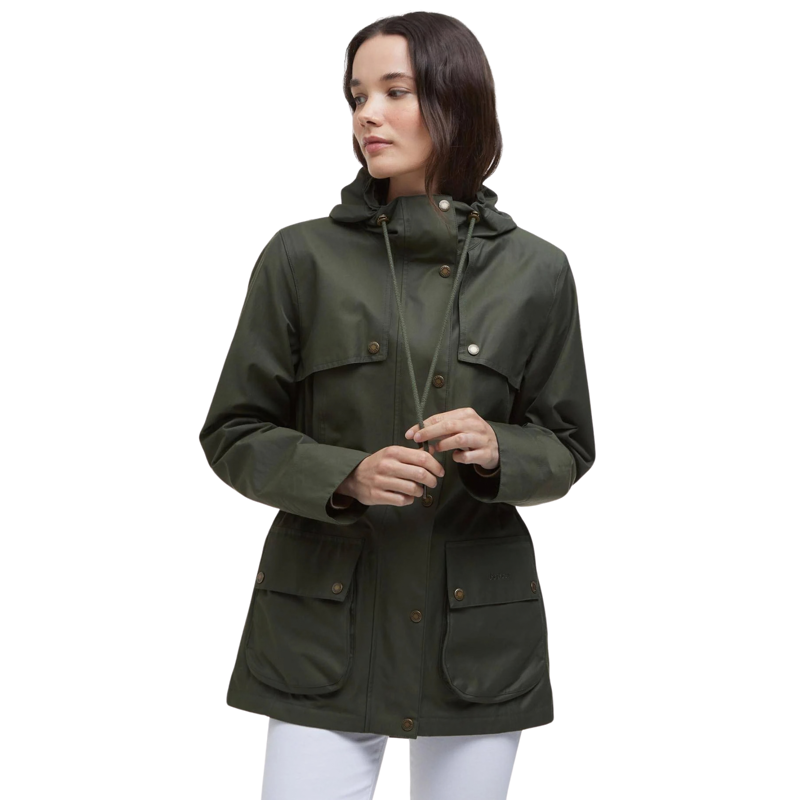 Barbour Ladies Maple Waterproof Jacket - Olive/Ancient Tartan-1