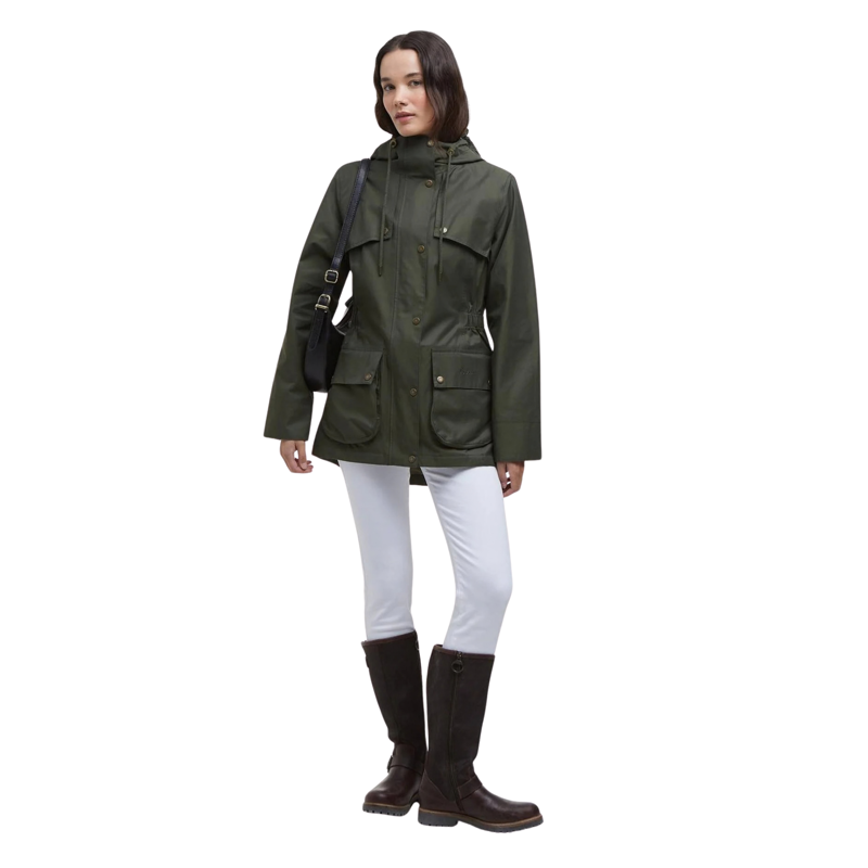 Barbour Ladies Maple Waterproof Jacket - Olive/Ancient Tartan-5