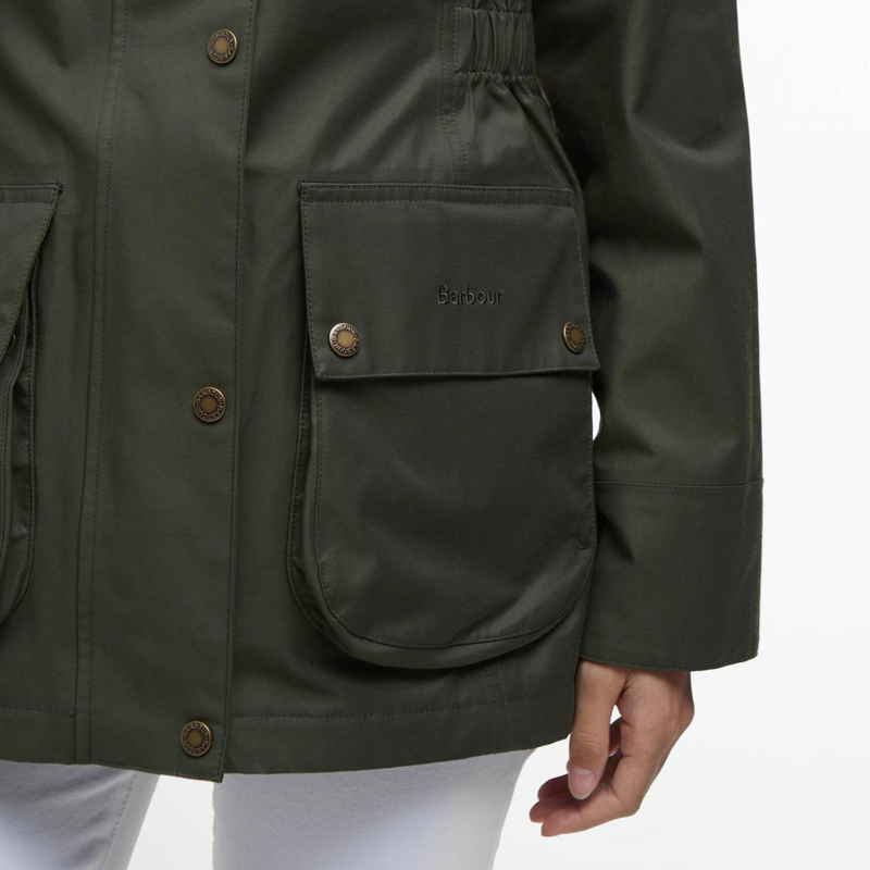 Barbour Ladies Maple Waterproof Jacket - Olive/Ancient Tartan-3
