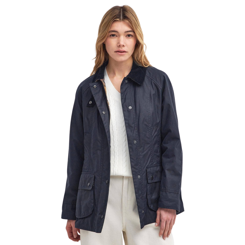 Barbour Ladies Beadnell Wax Jacket - Navy-1