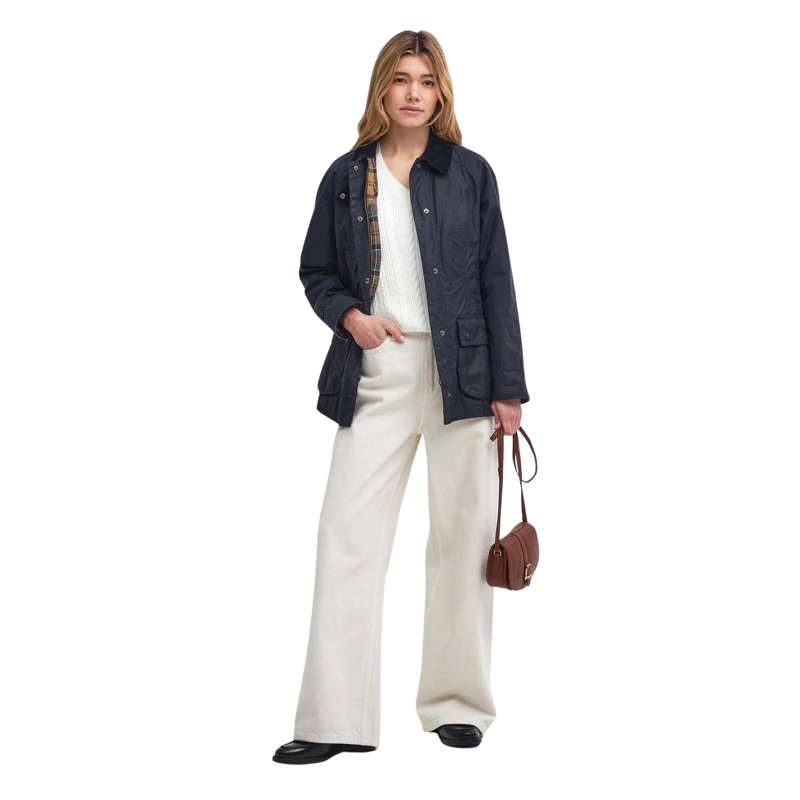 Barbour Ladies Beadnell Wax Jacket - Navy-5