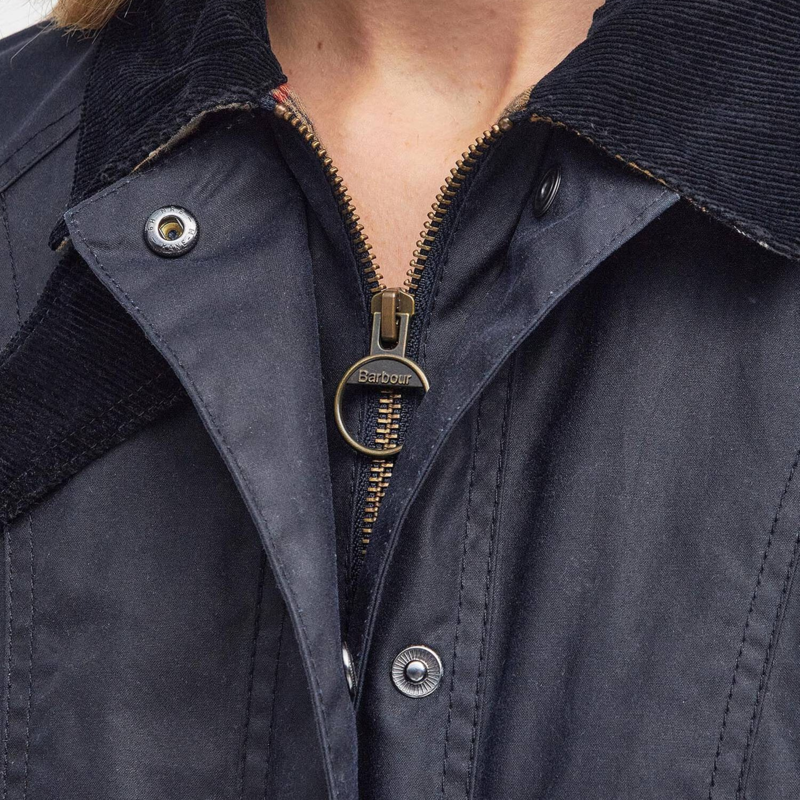 Barbour Ladies Beadnell Wax Jacket - Navy-4