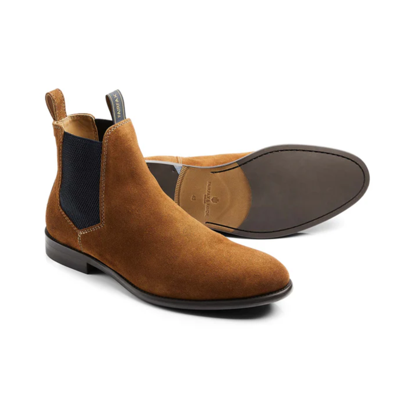 Fairfax and Favor Mens Chelsea - Cognac Suede-1