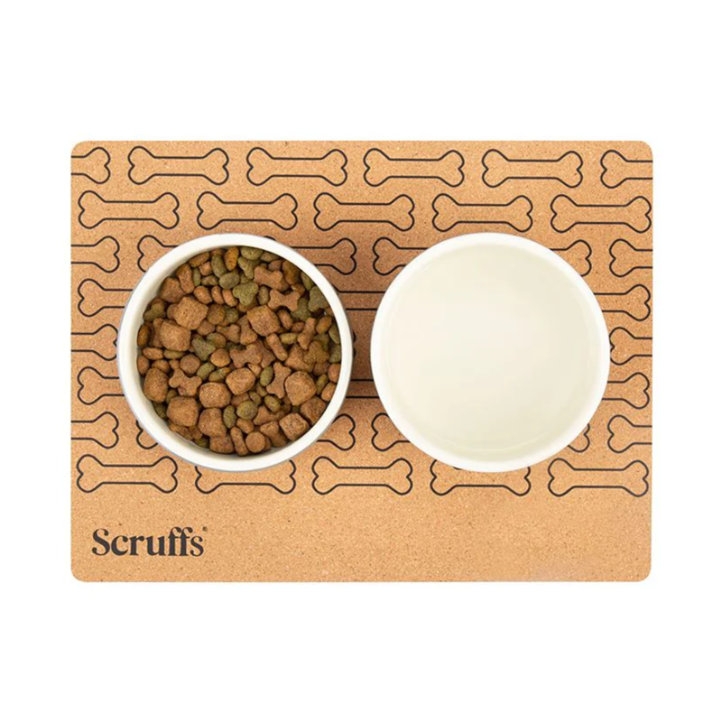 Scruffs Cork Pet Placemat - Bone Print-1